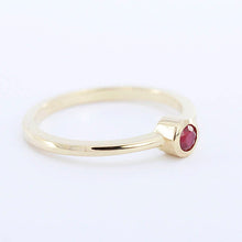 Load image into Gallery viewer, stackable engagement ring natural ruby 3 mm round bezel setting - NOOI JEWELRY