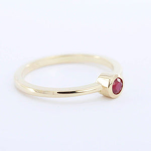stackable engagement ring natural ruby 3 mm round bezel setting - NOOI JEWELRY