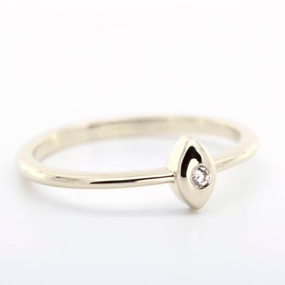 Engagement Ring, Simple Ring, Diamond Ring, Thin delicate Ring, Marquise shape ring, Solitaire Engagement Ring, Gold Diamond Ring, Thin Ring - NOOI JEWELRY