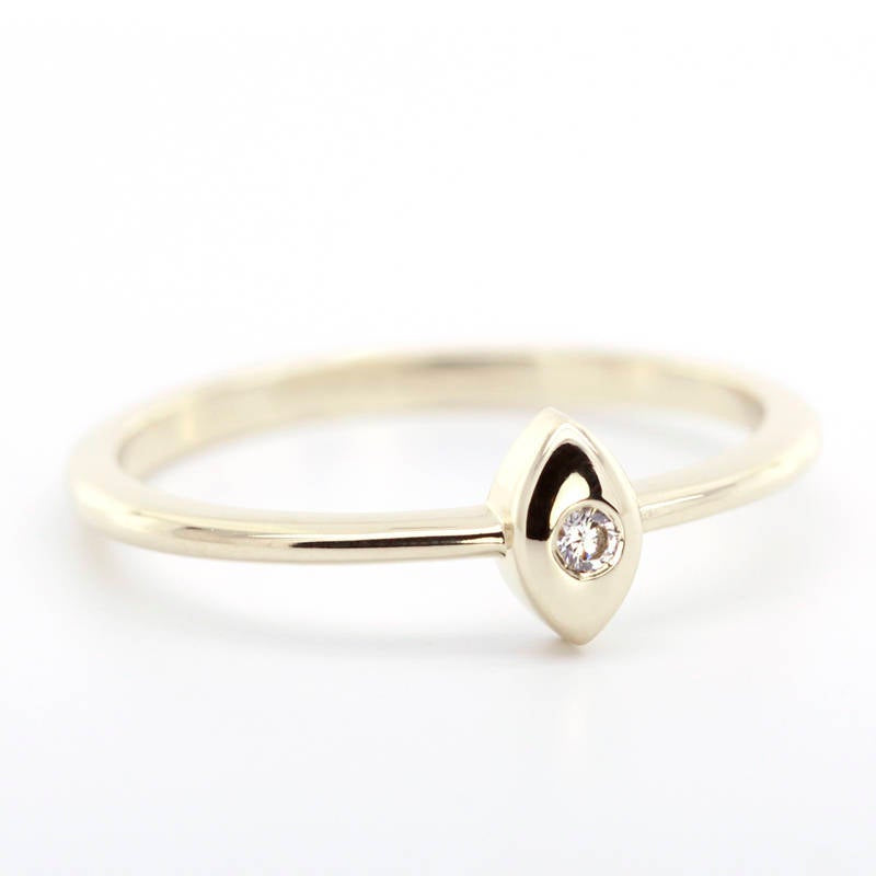 Engagement Ring, Simple Ring, Diamond Ring, Thin delicate Ring, Marquise shape ring, Solitaire Engagement Ring, Gold Diamond Ring, Thin Ring - NOOI JEWELRY