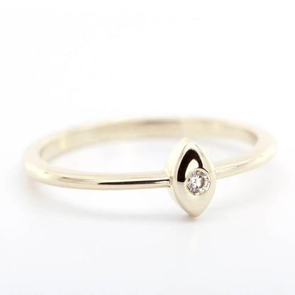 Engagement Ring, Simple Ring, Diamond Ring, Thin delicate Ring, Marquise shape ring, Solitaire Engagement Ring, Gold Diamond Ring, Thin Ring - NOOI JEWELRY