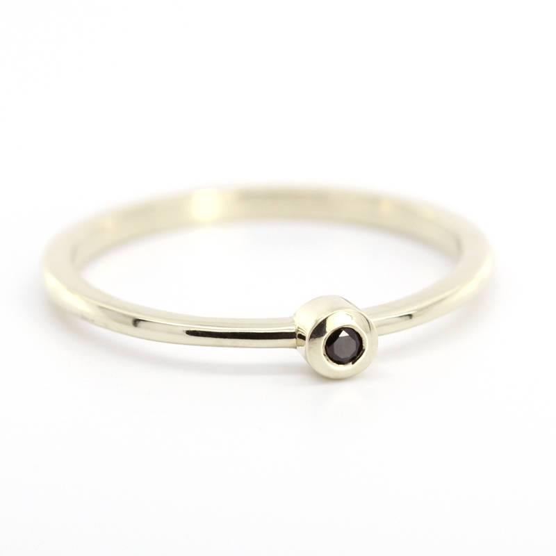 Black Diamond Ring, Engagement Ring, Stackable Ring, Thin Modern Ring, Promise Ring, Thin Gold Ring, Dainty Gold Ring, Minimalist Ring, Gold - NOOI JEWELRY