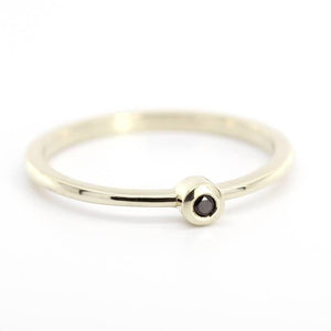 Black Diamond Ring, Engagement Ring, Stackable Ring, Thin Modern Ring, Promise Ring, Thin Gold Ring, Dainty Gold Ring, Minimalist Ring, Gold - NOOI JEWELRY