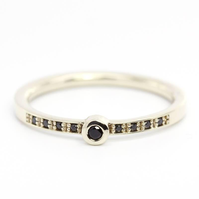 Black Diamond Ring, Dainty Ring, Engagement ring, Simple Engagement Ring, Dainty Engagement Ring, Delicate Ring, Stackable Ring, Simple Ring - NOOI JEWELRY