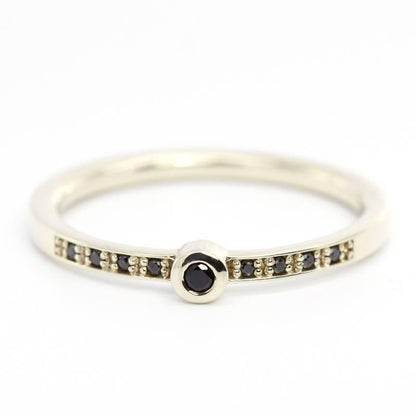 Black Diamond Ring, Dainty Ring, Engagement ring, Simple Engagement Ring, Dainty Engagement Ring, Delicate Ring, Stackable Ring, Simple Ring - NOOI JEWELRY