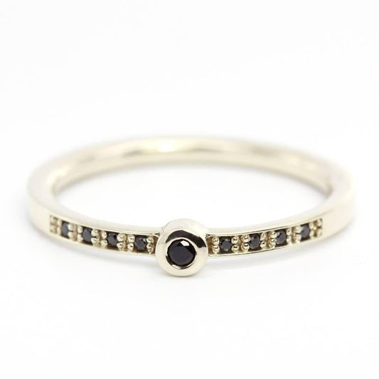 Black Diamond Ring, Dainty Ring, Engagement ring, Simple Engagement Ring, Dainty Engagement Ring, Delicate Ring, Stackable Ring, Simple Ring - NOOI JEWELRY