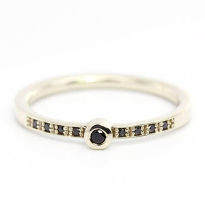 Black Diamond Ring, Dainty Ring, Engagement ring, Simple Engagement Ring, Dainty Engagement Ring, Delicate Ring, Stackable Ring, Simple Ring - NOOI JEWELRY