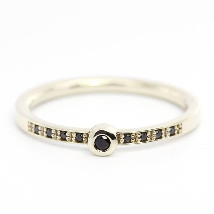Black Diamond Ring, Dainty Ring, Engagement ring, Simple Engagement Ring, Dainty Engagement Ring, Delicate Ring, Stackable Ring, Simple Ring - NOOI JEWELRY