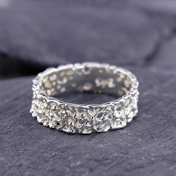 wedding band, sterling silver wedding band, gay wedding ring,his and hers, wedding ring, sterling silver band, silver band, organic band - NOOI JEWELRY