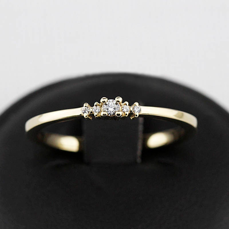 Diamond ring engagement simple classy | Small diamond cluster engagement ring - NOOI JEWELRY