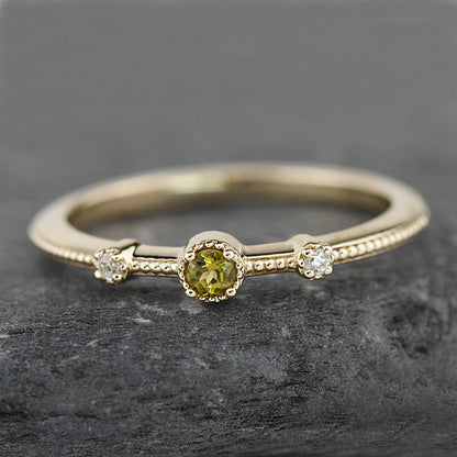 Green tourmaline and diamond engagement ring - NOOI JEWELRY