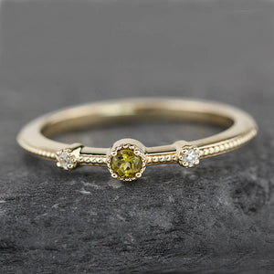 Green tourmaline and diamond engagement ring - NOOI JEWELRY