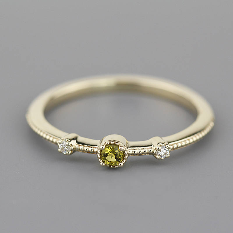 Green tourmaline and diamond engagement ring - NOOI JEWELRY