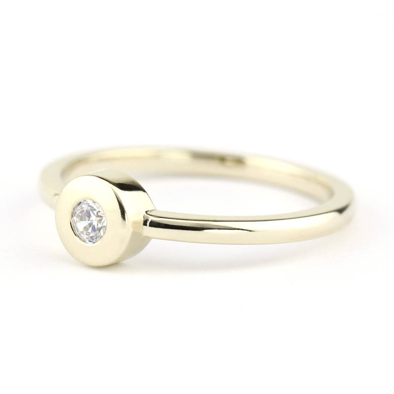 round diamond engagement rings bezel - NOOI JEWELRY