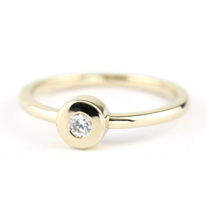 round diamond engagement rings bezel - NOOI JEWELRY