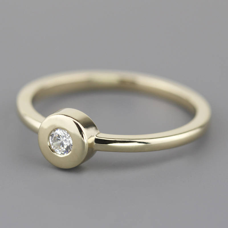 round diamond engagement rings bezel - NOOI JEWELRY