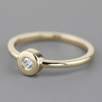 round diamond engagement rings bezel - NOOI JEWELRY