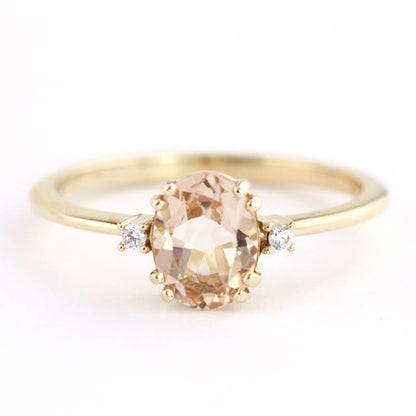 Oval morganite engagement ring simple, morganite engagement ring vintage - NOOI JEWELRY