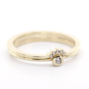 Engagement Ring, Diamond Ring, Stackable Ring, Thin Modern Ring, curved wedding band, Dainty Gold Ring, Minimalist Ring, Gold Ring, simple - NOOI JEWELRY