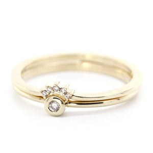 Engagement Ring, Diamond Ring, Stackable Ring, Thin Modern Ring, curved wedding band, Dainty Gold Ring, Minimalist Ring, Gold Ring, simple - NOOI JEWELRY