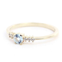 Load image into Gallery viewer, delicate aquamarine and diamonds ring, 18k gold - NOOI JEWELRY