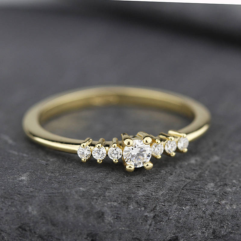 Round diamond engagement ring side stones | Diamond rings modern simple - NOOI JEWELRY
