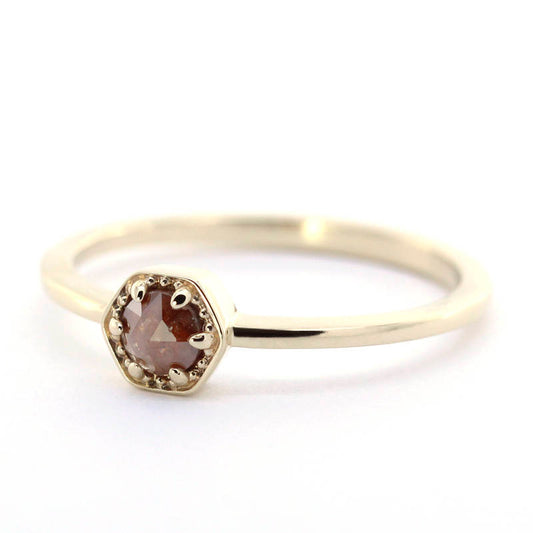 Rustic brown diamond engagement ring simple - NOOI JEWELRY