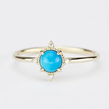 Load image into Gallery viewer, Turquoise and diamond ring, mini cluster ring diamond and turquoise - NOOI JEWELRY