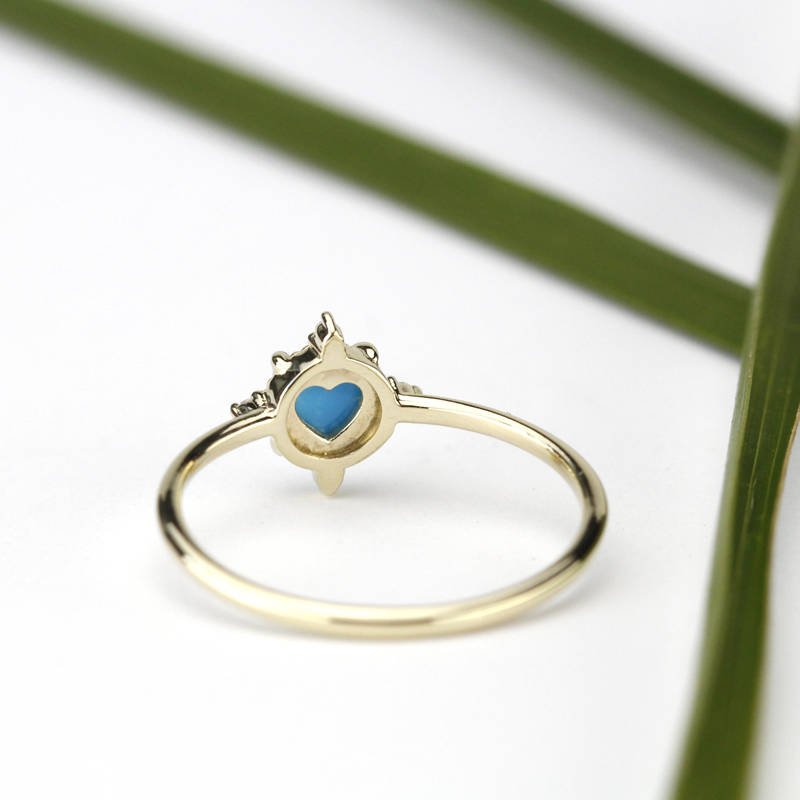 Turquoise and diamond ring, mini cluster ring diamond and turquoise - NOOI JEWELRY