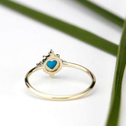 Turquoise and diamond ring, mini cluster ring diamond and turquoise - NOOI JEWELRY