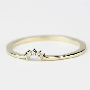 Diamond Wedding Band, Curved Diamond Wedding Band 18K Gold, Crown Wedding Ring, Nesting Rings, Curved Diamond Band, Wedding Ring Set - NOOI JEWELRY