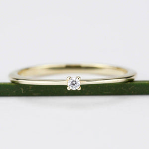 Diamond Ring 18K Gold Diamond Ring, April Birthstone Ring, Delicate Gold Ring Dainty Ring | R 145WD - NOOI JEWELRY