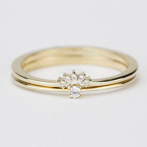 Diamond Engagement Ring, wedding band curved, Solitaire Diamond Ring, Wedding Ring Set, Diamond Ring, White Diamond Wedding Ring - NOOI JEWELRY