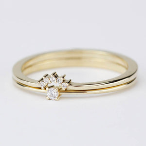 Diamond Engagement Ring, wedding band curved, Solitaire Diamond Ring, Wedding Ring Set, Diamond Ring, White Diamond Wedding Ring - NOOI JEWELRY