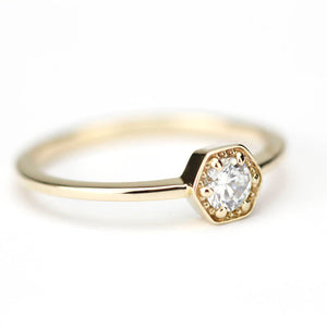 hexagonal diamond engagement ring | 0.25 ct. diamond ring - NOOI JEWELRY