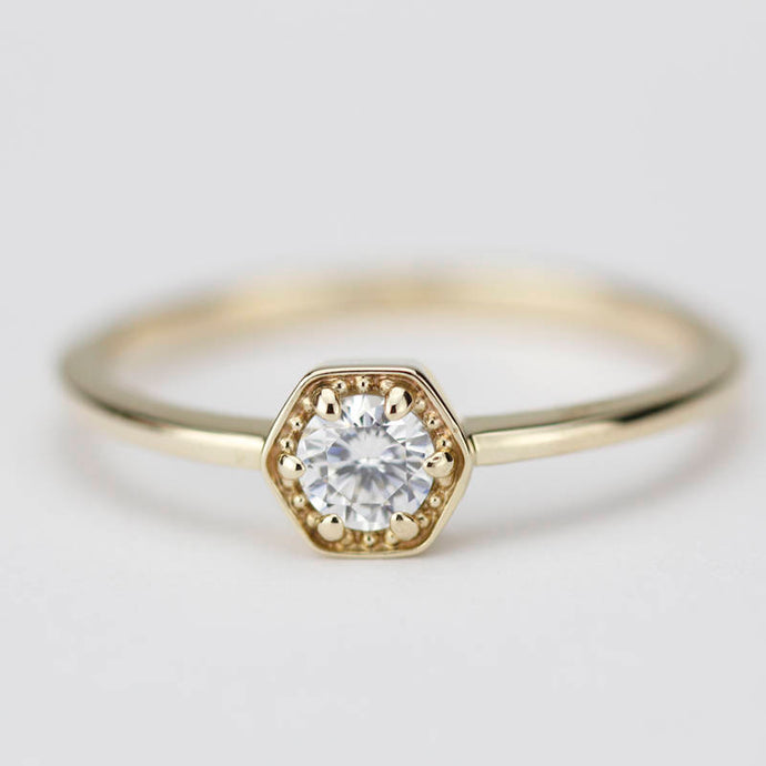 hexagonal diamond engagement ring | 0.25 ct. diamond ring - NOOI JEWELRY