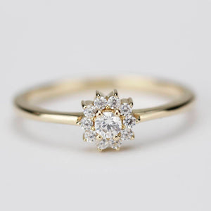 Round diamond halo engagement ring simple | Round engagement ring with halo vintage unique - NOOI JEWELRY