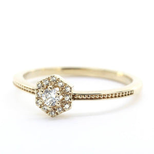 Hexagonal halo engagement ring | diamond engagement rings hexagon - NOOI JEWELRY