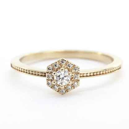 hexagonal ring, wedding band curved, engagement ring, Diamond Engagement Ring, Diamond Ring, Wedding Ring Set, Diamond, Wedding Ring - NOOI JEWELRY