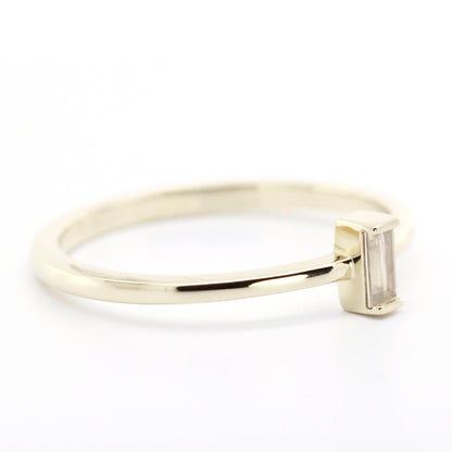 small baguette engagement ring, white topaz engagement rings simple - NOOI JEWELRY