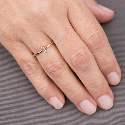 small baguette engagement ring, white topaz engagement rings simple - NOOI JEWELRY