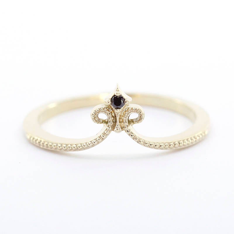 diamond wedding ring, 18K curved wedding band, curved ring 18K gold, crown wedding ring, wedding ring set, wedding band black diamond - NOOI JEWELRY