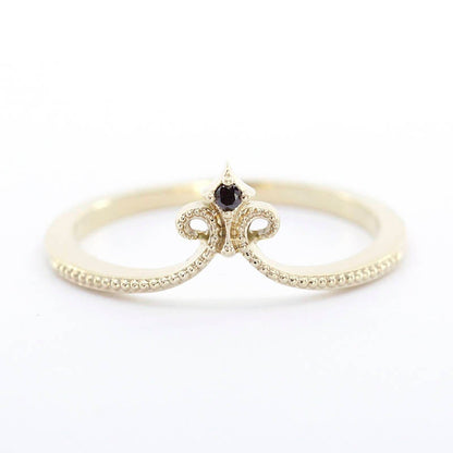 diamond wedding ring, 18K curved wedding band, curved ring 18K gold, crown wedding ring, wedding ring set, wedding band black diamond - NOOI JEWELRY