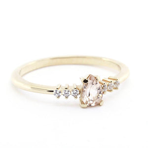 tear drop engagement ring, pear shaped morganite and diamond engagement ring - NOOI JEWELRY