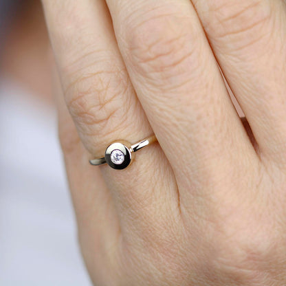 round diamond engagement rings bezel - NOOI JEWELRY