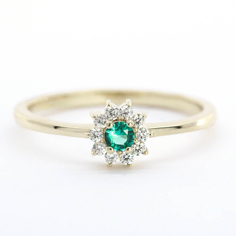 emerald ring engagement, emerald rings, emerald stacking ring, cluster ring engagement, engagement ring, crown wedding ring, wedding ring - NOOI JEWELRY