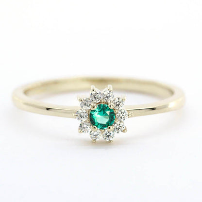 emerald ring engagement, emerald rings, emerald stacking ring, cluster ring engagement, engagement ring, crown wedding ring, wedding ring - NOOI JEWELRY