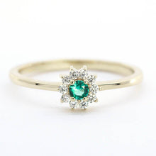 Load image into Gallery viewer, emerald ring engagement, emerald rings, emerald stacking ring, cluster ring engagement, engagement ring, crown wedding ring, wedding ring - NOOI JEWELRY