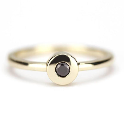 black diamond ring, minimalist engagement ring, engagement ring, dainty engagement ring, diamond ring, delicate ring, simple ring - NOOI JEWELRY