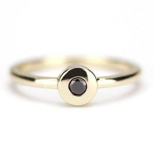 black diamond ring, minimalist engagement ring, engagement ring, dainty engagement ring, diamond ring, delicate ring, simple ring - NOOI JEWELRY